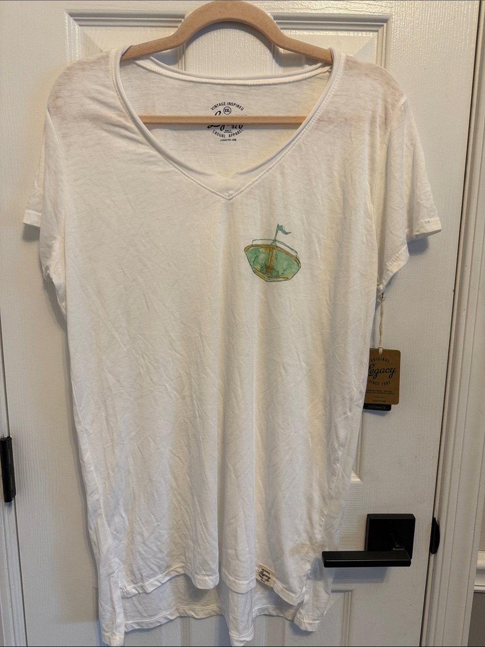 Legacy 92 White Slub Vneck Boat T-Shirt Sz XXL